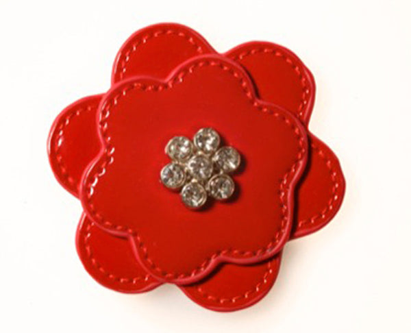 SCARLET RED - BEJEWELED FLOWER MAGNET