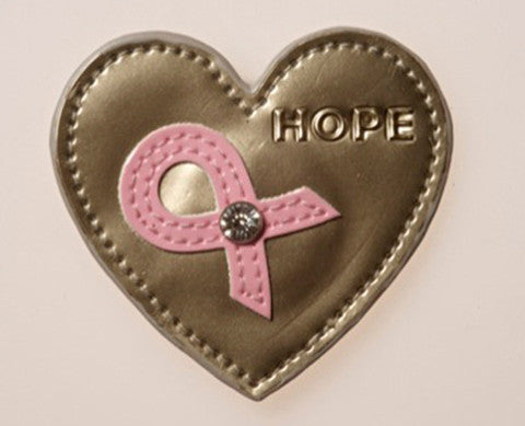 STARLIGHT TITANIUM/CUPCAKE PINK BEJEWELED “HOPE” PINK RIBBON HEART MAGNET